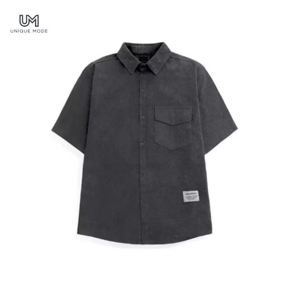 Áo sơ mi nam nữ tay ngắn đen